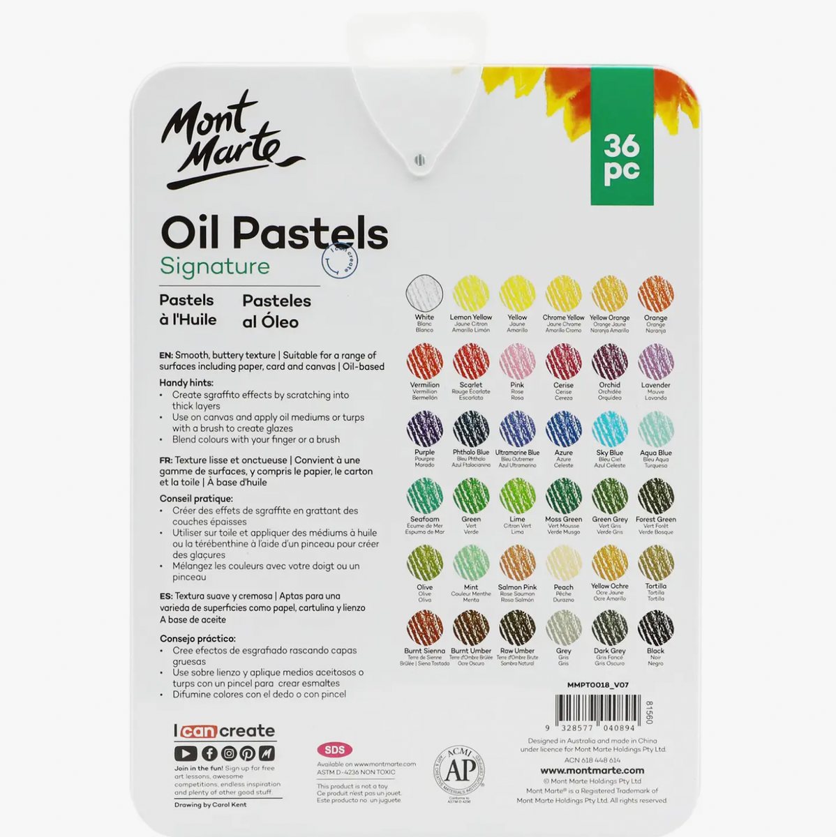 Watersoluble Oil Pastels in Tin Box Signature 24pc – Mont Marte Global