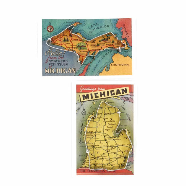 Michigan and UP Engraved Wood Buttons 1 inch (25 mm), Upper Peninsula  buttons