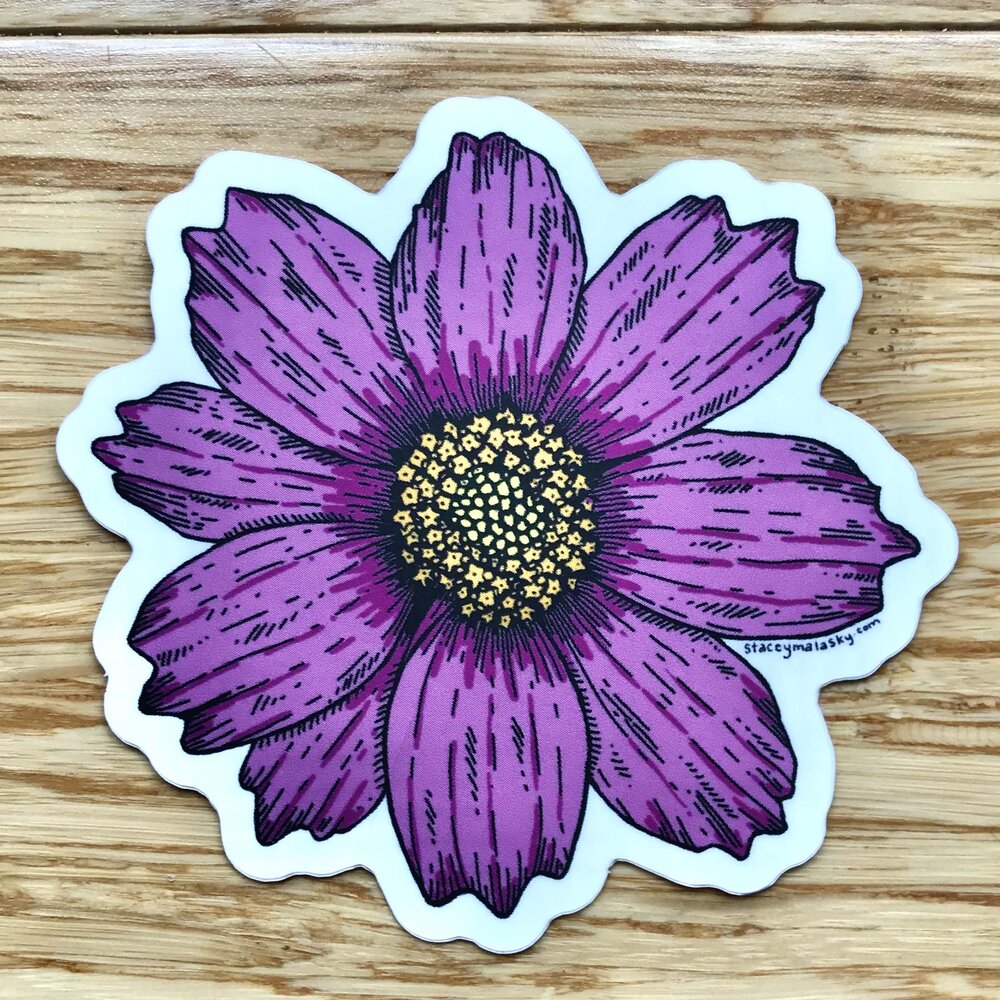 Purple Daisy Flower Sticker