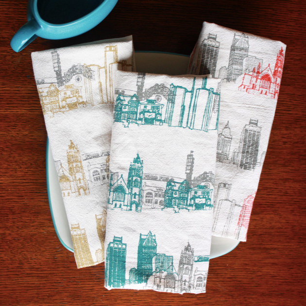 Set of 2 Blue Cinque Linen Cotton Kitchen Towels Florence - LinenMe