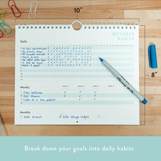 Habit Tracker Calendar & To Do List Planner, Spiral Bound Daily Habit  Tracker Journal and Goal Board,12 Months Undated Daily Weekly and Monthly  Gradients Habit Tracker