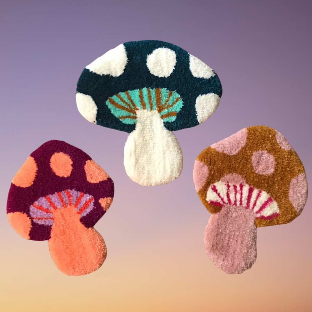 Mushroom offers cottage tufted wall hanging